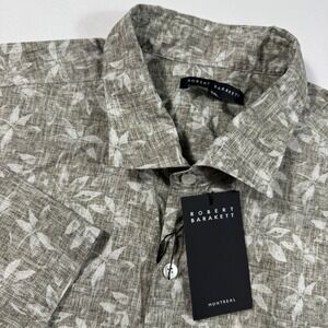 ROBERT BARAKETT‎ Crescendo Olive Leaf Print Short Sleeve Shirt Mens XXL